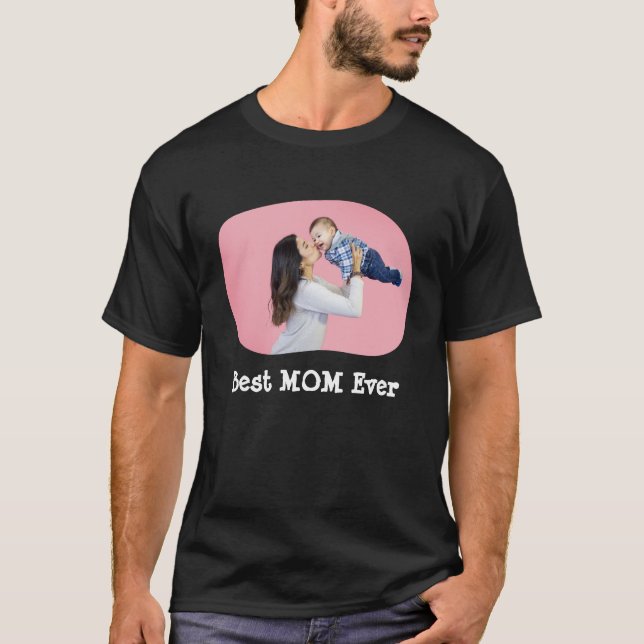 Bästa MAMMA någonsin ladda upp vågräts familjefoto T Shirt (Framsida)