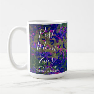 Bästa Mamma någonsin Lila Blue Garden Blommigt Kaffemugg
