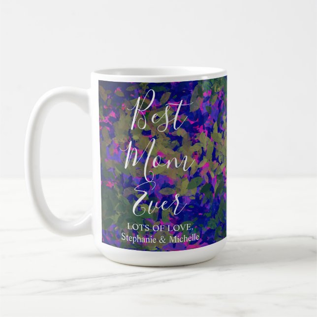 Bästa Mamma någonsin Lila Blue Garden Blommigt Kaffemugg (Vänster)