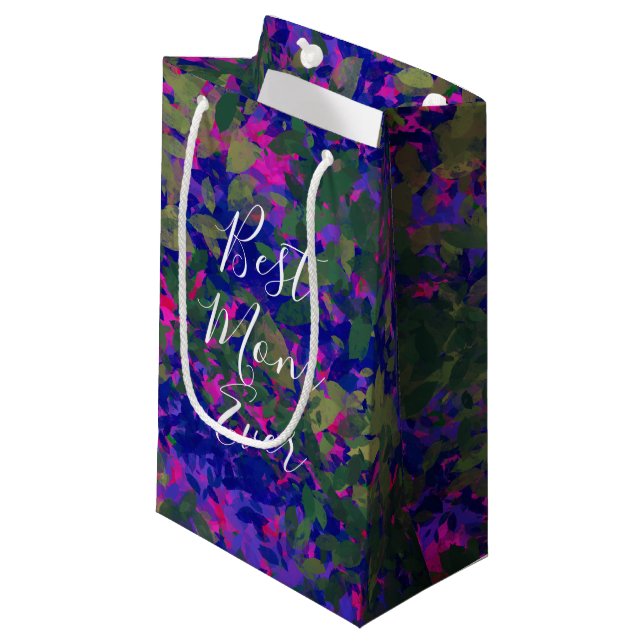 Bästa Mamma någonsin Lila Blue Garden Hand målat (Framsidan Vinklad)