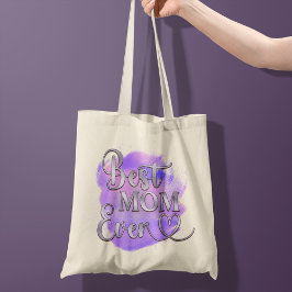 Bästa Mamma någonsin Lila & Silver Glitter-typogra Tygkasse