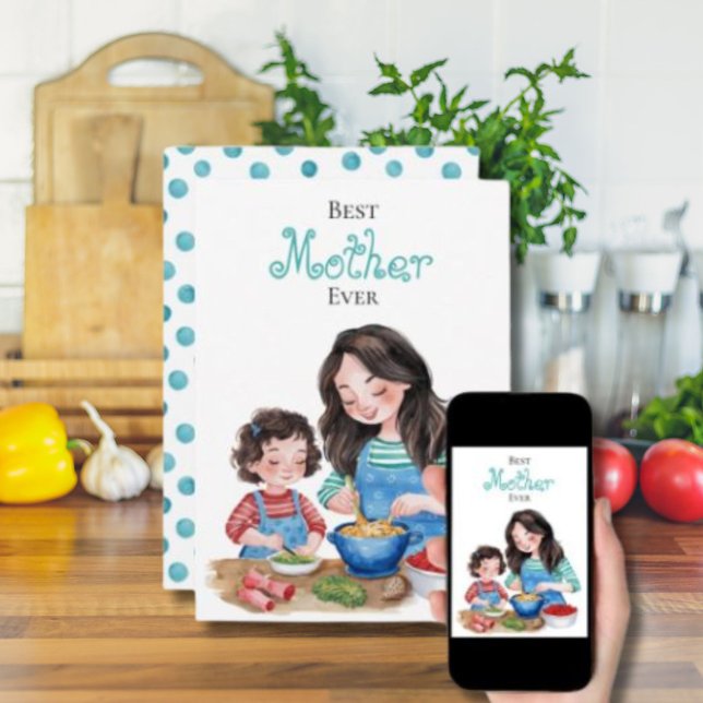 Bästa mamma någonsin mamma barn bindning konst des kort (Skapare uppladdad)