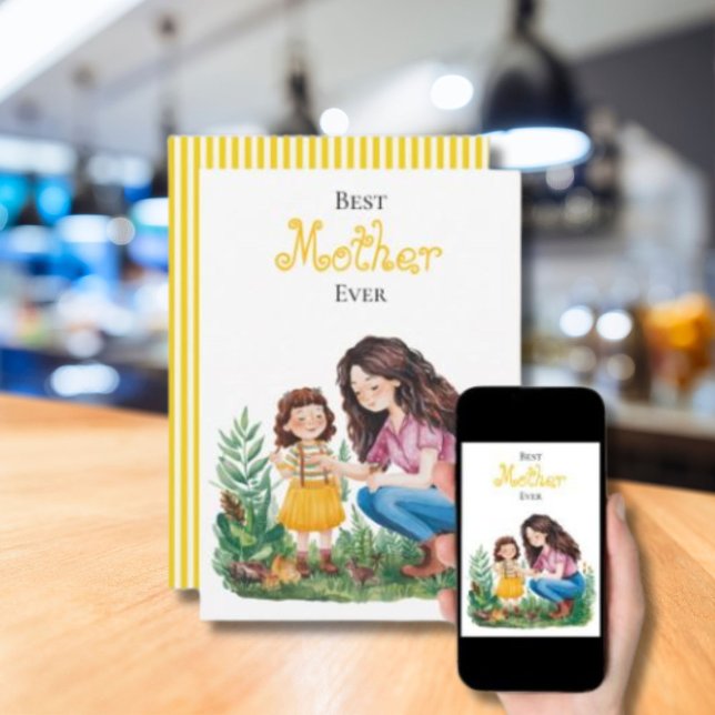 Bästa mamma någonsin Mamma Barn i trädgård Konst D Kort (Skapare uppladdad)