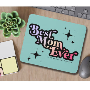 Bästa Mamma någonsin Mamma Kids Namn Retro Rosa Musmatta