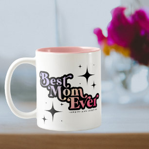 Bästa Mamma någonsin Mamma Kids Namn Retro Rosa Två-Tonad Mugg