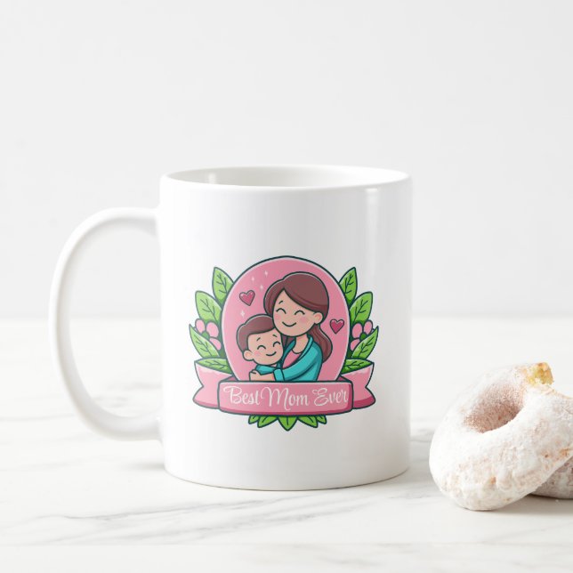 Bästa mamma någonsin, Mamma och barn, Anpassad Kaffemugg (Med munk)