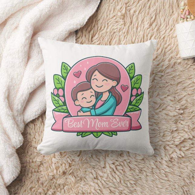 Bästa mamma någonsin, Mamma och barn, Anpassad Kudde (Filt)