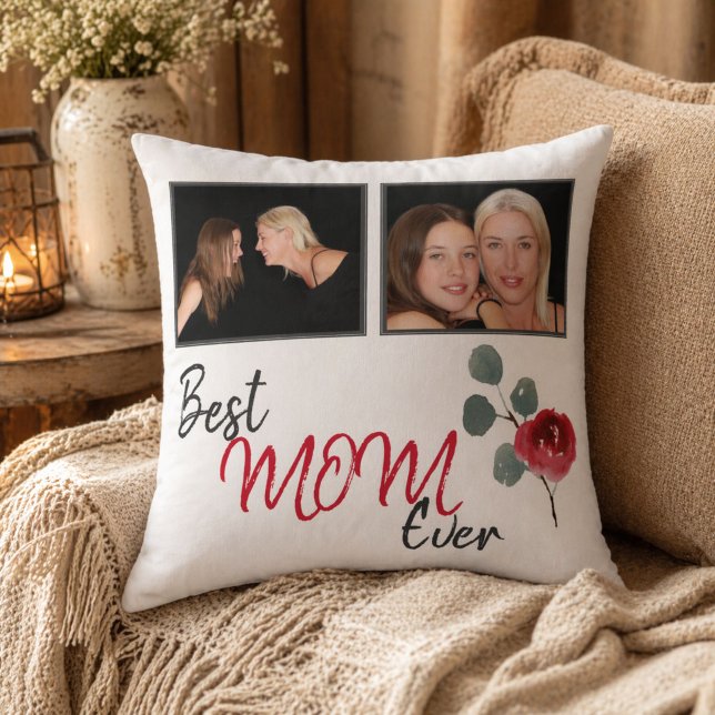 Bästa mamma någonsin manus Mor Fotocollage Kudde (Skapare uppladdad)