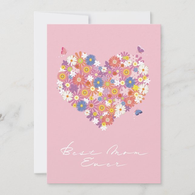 Bästa Mamma någonsin med blommor Inbjudningar (Framsida)