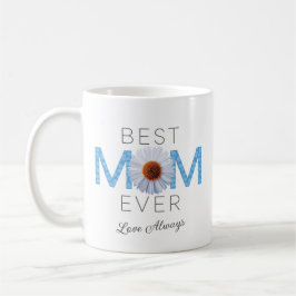 Bästa Mamma någonsin med Daisy-utskrift (blått V2) Kaffemugg
