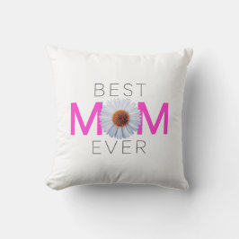 Bästa Mamma någonsin med Daisy-utskrift (Rosa V1) Kudde