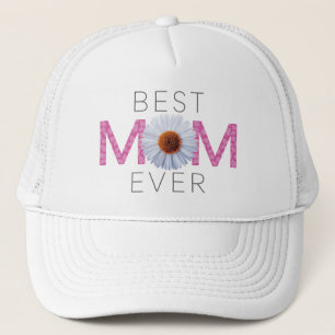 Bästa Mamma någonsin med Daisy-utskrift (Rosa V2) Keps