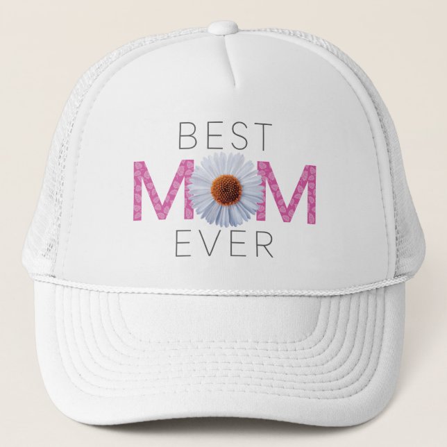 Bästa Mamma någonsin med Daisy-utskrift (Rosa V2) Keps (Framsida)