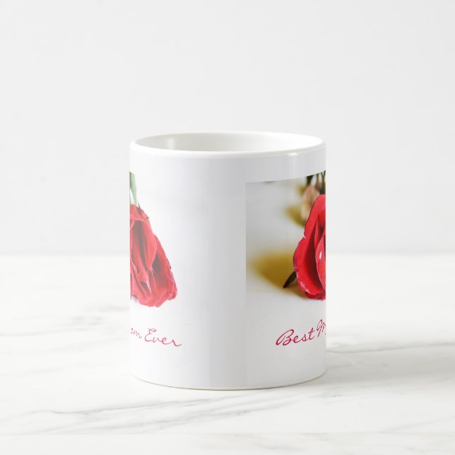 Bästa Mamma någonsin med ett enda Röd ros Kaffemugg (Center)