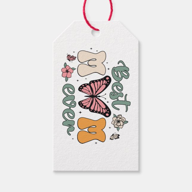 Bästa mamma någonsin med fjäril presentetikett (Framsidan)