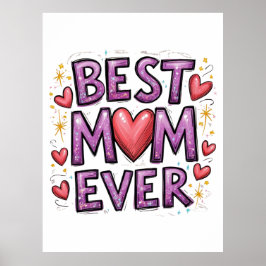 Bästa Mamma någonsin med hearts och Sparkles Poster