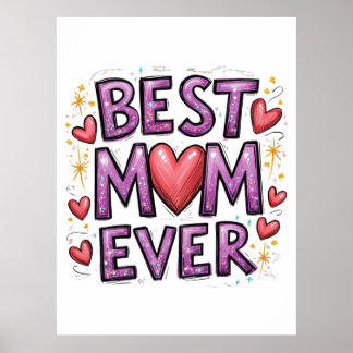 Bästa Mamma någonsin med hearts och Sparkles Poster