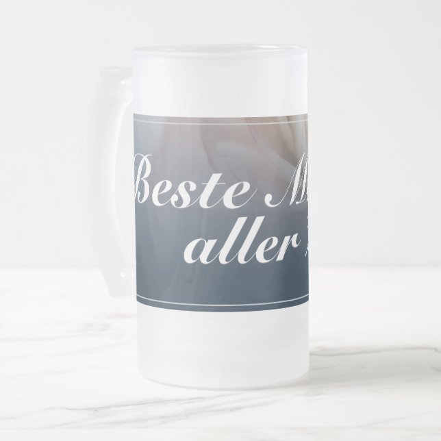 Bästa mamma någonsin med stor rosa ros frostat ölglas (Framsida vänster)