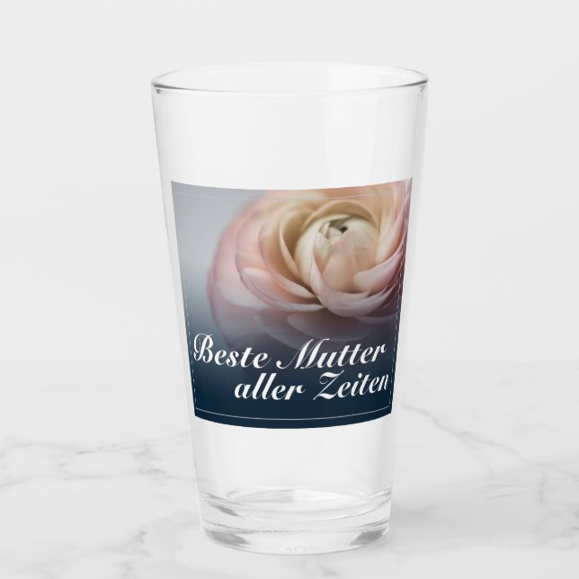 Bästa mamma någonsin med stor rosa ros glaskopp (Framsida)