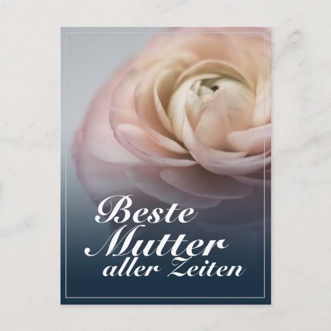 Bästa mamma någonsin med stor rosa ros helg vykort (Framsida)