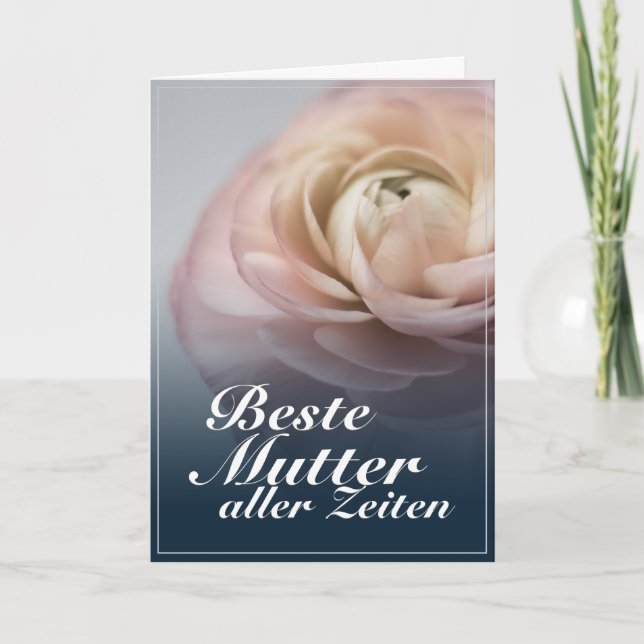 Bästa mamma någonsin med stor rosa ros kort (Framsida)