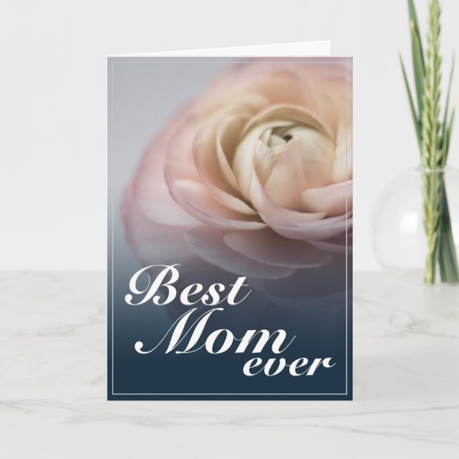 Bästa mamma någonsin med stor rosa ros kort (Framsida)