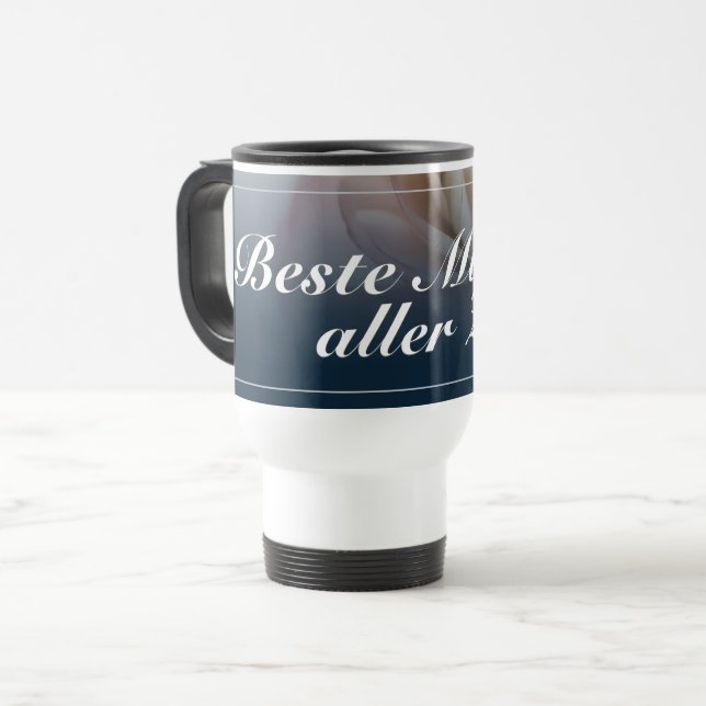 Bästa mamma någonsin med stor rosa ros resemugg (Framsida vänster)