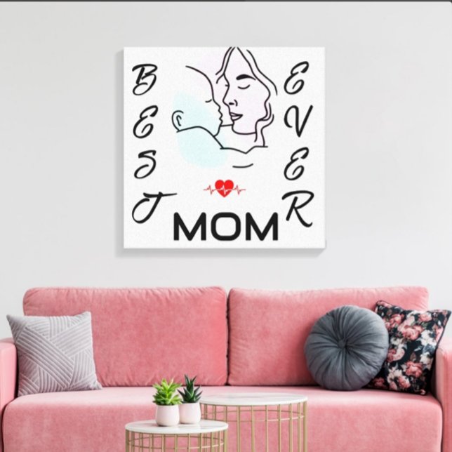 Bästa Mamma någonsin, minimalistisk linjekonst Mor Canvastryck (Skapare uppladdad)