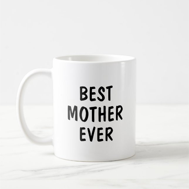 Bästa mamma någonsin minimalistisk typografi prese kaffemugg (Vänster)