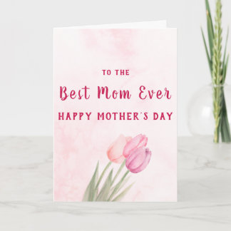 Bästa mamma någonsin Mjuk rosa blommig Mors dag Kort