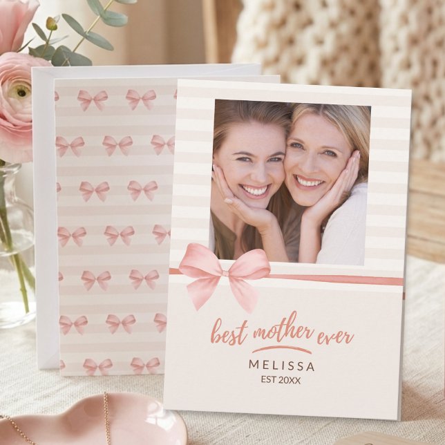 Bästa mamma någonsin Mjuk rosa kräm Moderns dag sk Kort (Skapare uppladdad)
