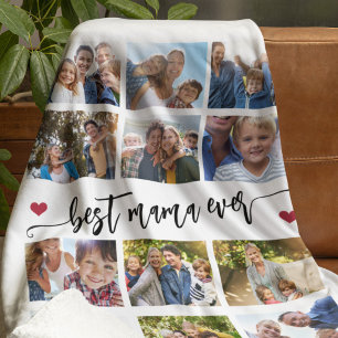 Bästa mamma någonsin modern 12-fotokollage fleecefilt