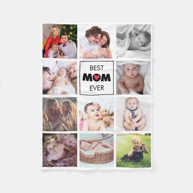 Bästa Mamma någonsin Modern Cute Photo Collage Anp Fleecefilt (Framsidan)