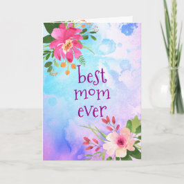 Bästa Mamma någonsin Modern Lila Blue Blommigt Vat Kort