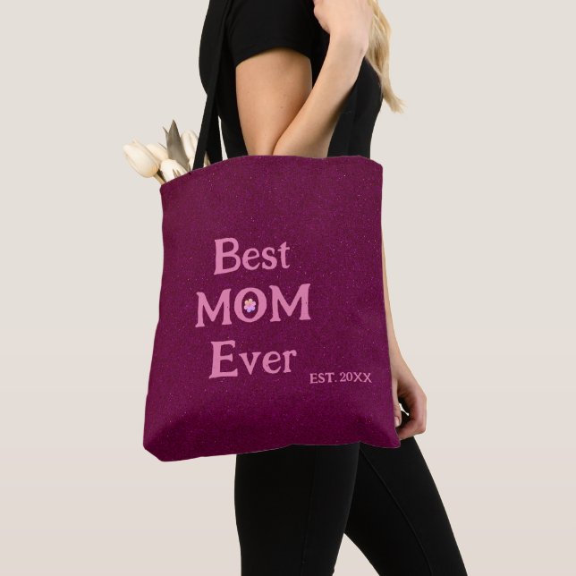 bästa mamma någonsin, modern retro solid mors dag tygkasse (Närbild)