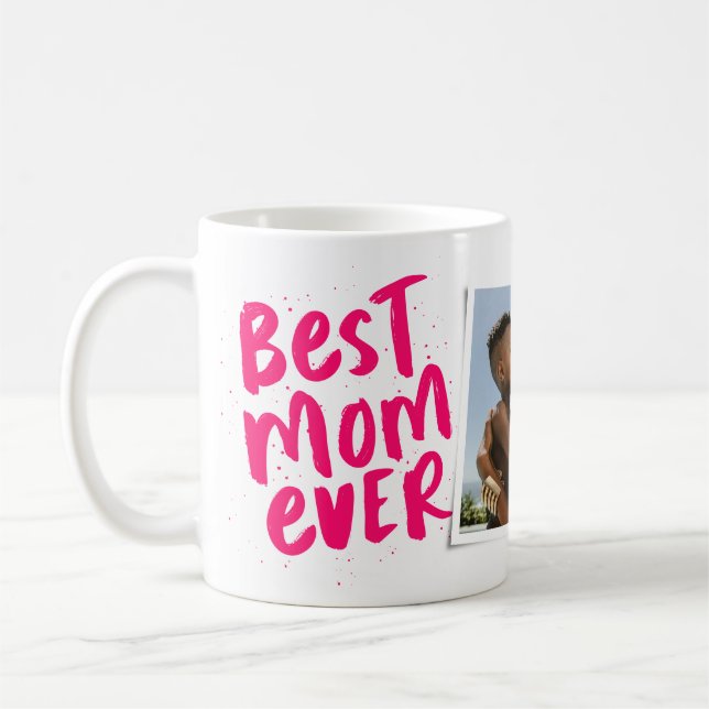 Bästa mamma någonsin modern rosa foto Mors dag Kaffemugg (Vänster)