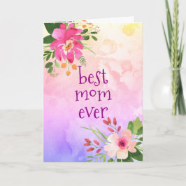 Bästa Mamma någonsin Modern Rosa Lila Vattenfärgsf Kort