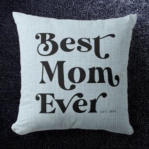 Bästa Mamma någonsin Modern Rustic Dusty Blue Typo Kudde