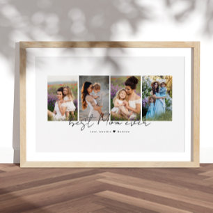 Bästa Mamma någonsin Modern Script 4 Photos Collag Poster