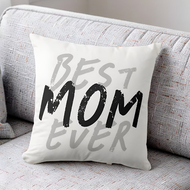 Bästa mamma någonsin Modern svart och grå grunge Kudde (Skapare uppladdad)