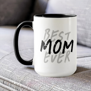 Bästa mamma någonsin Modern svart och grå grunge Mugg