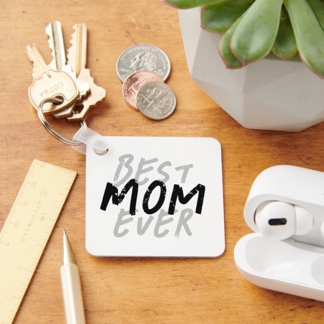 Bästa mamma någonsin Modern svart och grå grunge Nyckelring (Skrivbord)