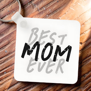 Bästa mamma någonsin Modern svart och grå grunge Nyckelring