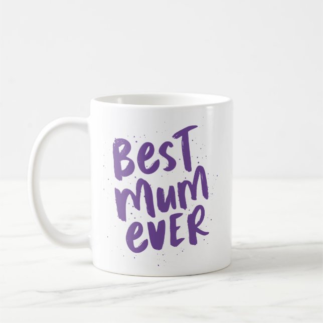 Bästa mamma någonsin modern trendig lila mors dag kaffemugg (Vänster)