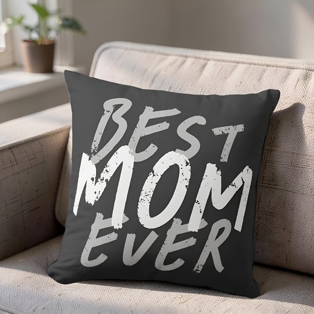 Bästa mamma någonsin Modern vit och grå grunge Kudde (Skapare uppladdad)