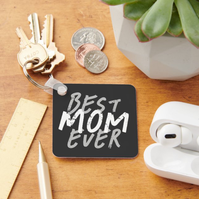 Bästa mamma någonsin Modern vit och grå grunge Nyckelring (Skrivbord)