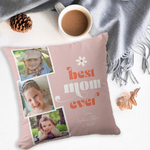 Bästa Mamma någonsin moderna typografi 3-foto Kudde