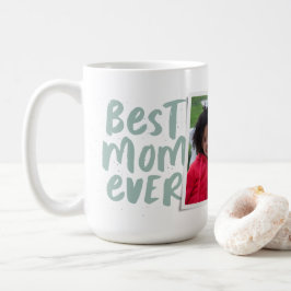 Bästa mamma någonsin modernt foto-sagegrönt Mors d Kaffemugg