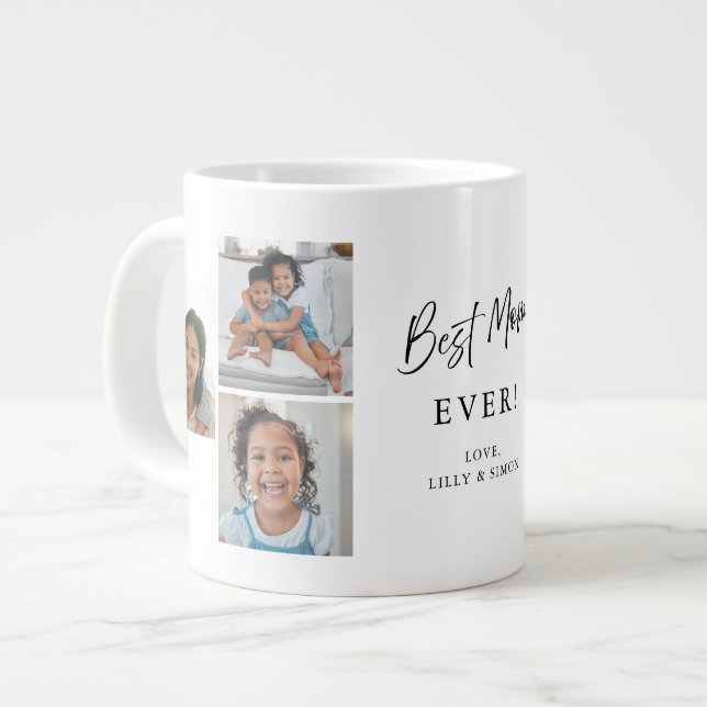 Bästa mamma någonsin Modernt minne med flera bilde Jumbo Mugg (Framsida vänster)