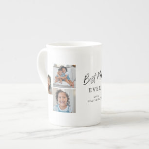 Bästa mamma någonsin Modernt minne med flera foton Benporslin Mugg